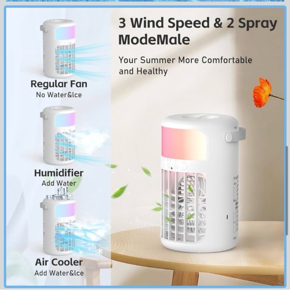 Multifunctional Portable Air Conditioner with LED Light